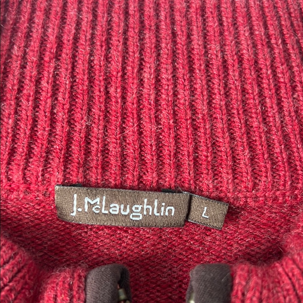 J. McLaughlin Cashmere Red 1/4-Zip Sweater - Large - Picture 5 of 6